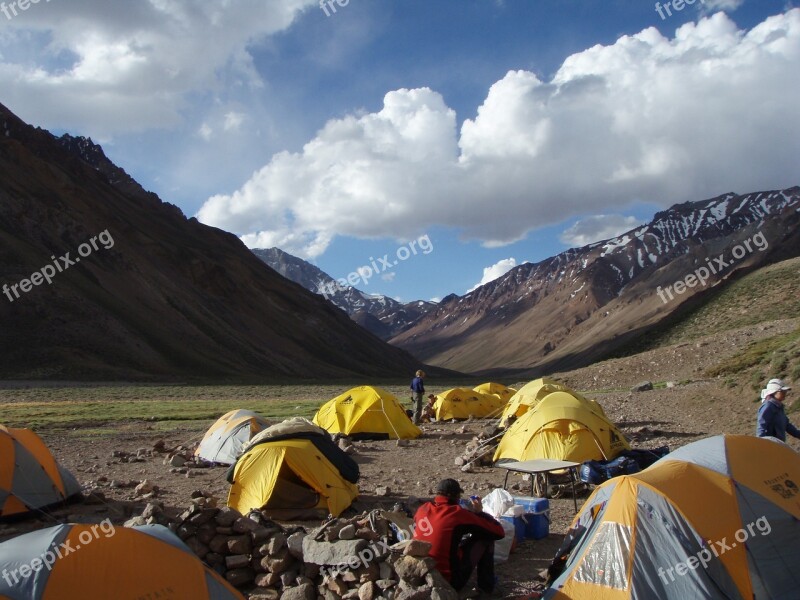 Aconcagua Camp Tents Adventure Free Photos