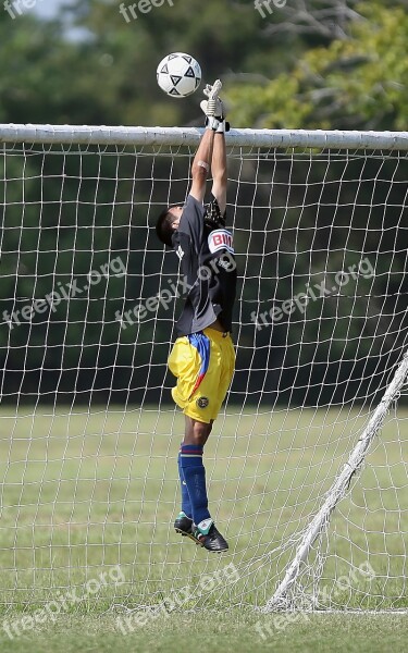 Soccer Goalkeeper Save Soccer Ball Soccer Match