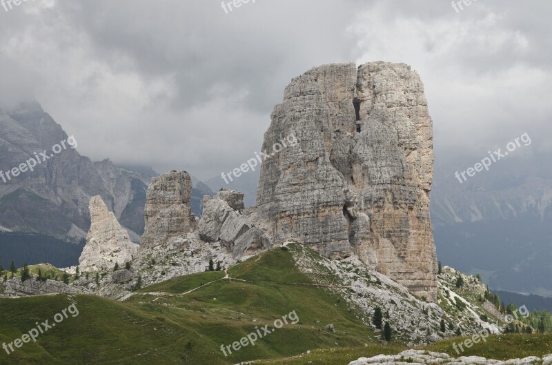 The Dolomites Mountains Cinque Torri The Alps Italy