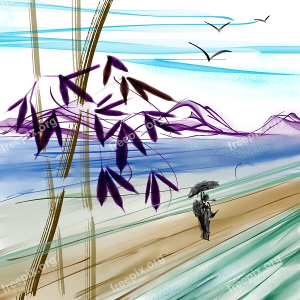 Japan Scenery Asian Digital Painting Original