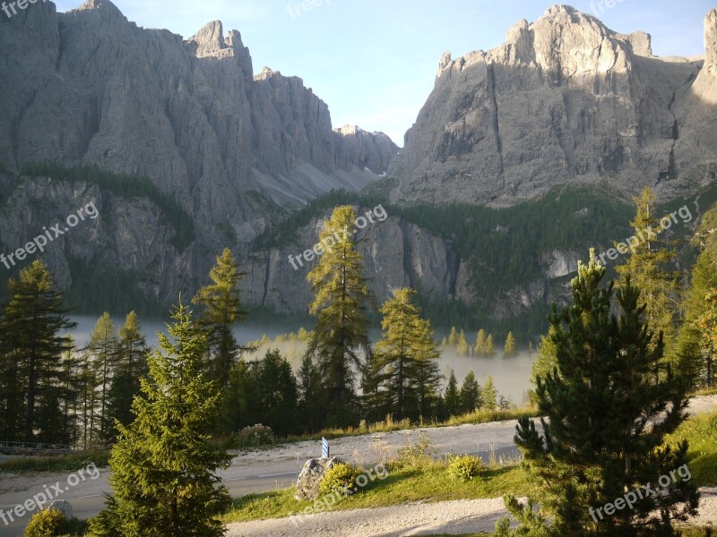 Fog Morning Dolomites Sella Group Mood