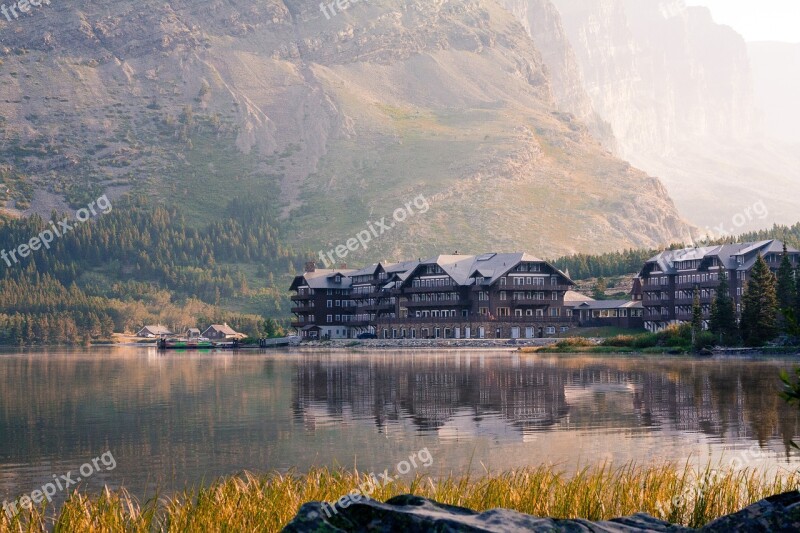 Swift Current Lake Glacier Panoramic Montana Lake