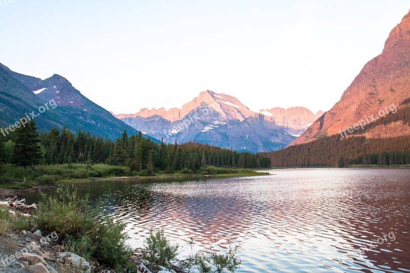 Swift Current Lake Glacier Panoramic Montana Lake