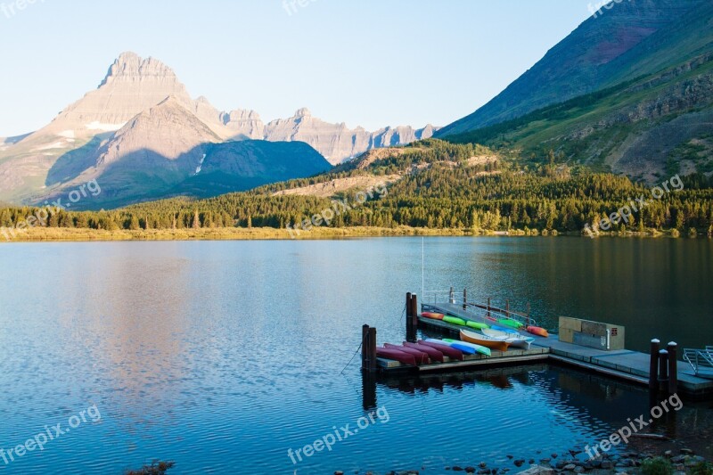 Swift Current Lake Glacier Panoramic Montana Lake