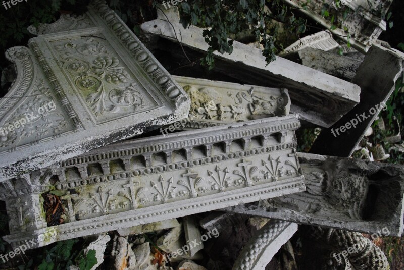 Cemetery Grave Stones Old Destroyed Vandalism