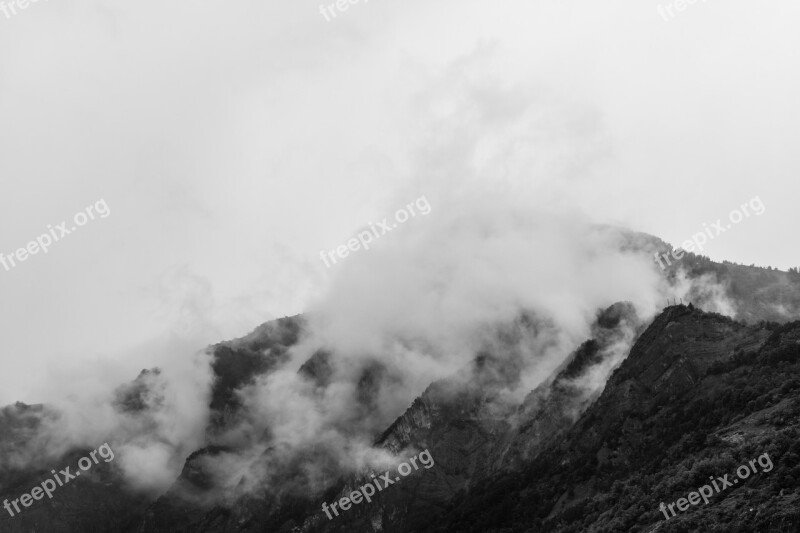 Mountain Sky Clouds Weather Blackandwhite