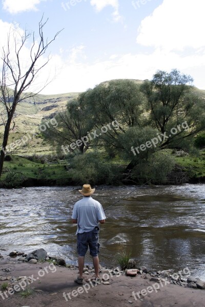 South Africa Eastern Cape Stream Fishing Man