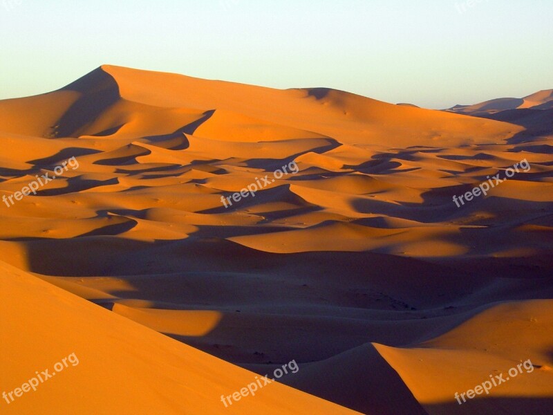 Sand Dunes Shadows Landscape Nature Desert