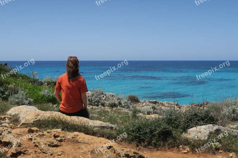 Girl Seaside Solitude Only Rear View