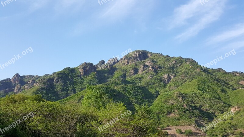 Brightly Lit Mountain Scenery Spring Anshan Free Photos