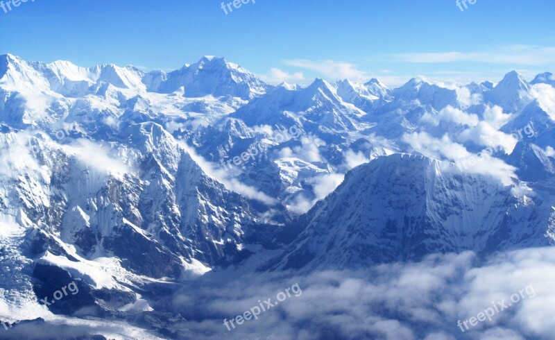 Mountains Clouds Landscape Snow Mountains Himalaya