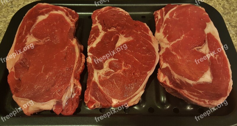 Meat Steak Ribeye Flesh Raw