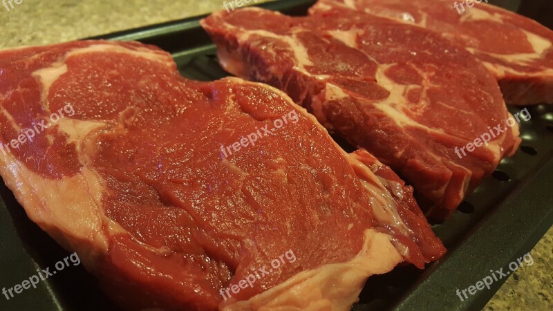 Meat Steak Ribeye Flesh Raw