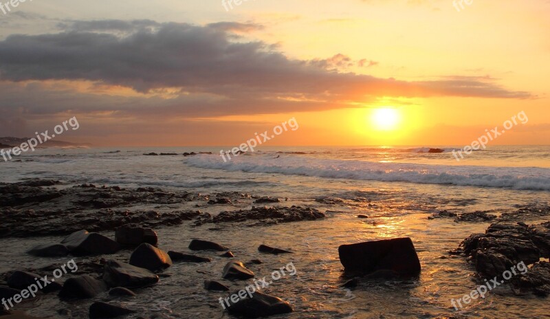 Seascape Sunrise Ocean Water Sky