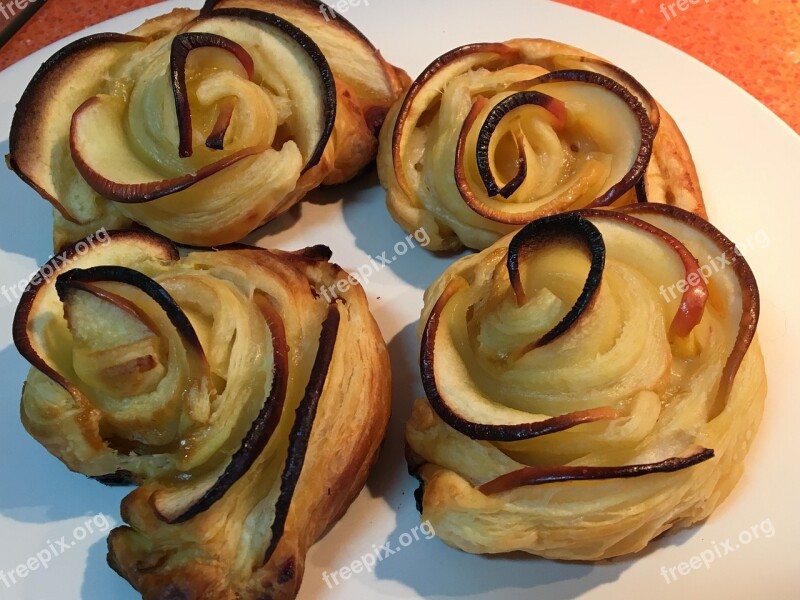 Roses Puff Pastry Dessert Sweet Pastry