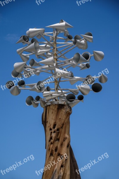 Windspiel Sculpture Metal Wood Wind