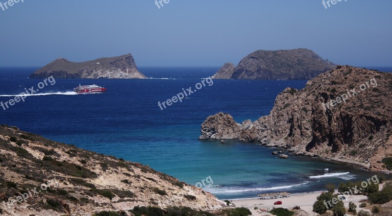 Greece Milos Mediterranean Ferry Beach