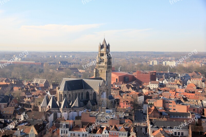 Bruges Belgium Landscape View Monuments