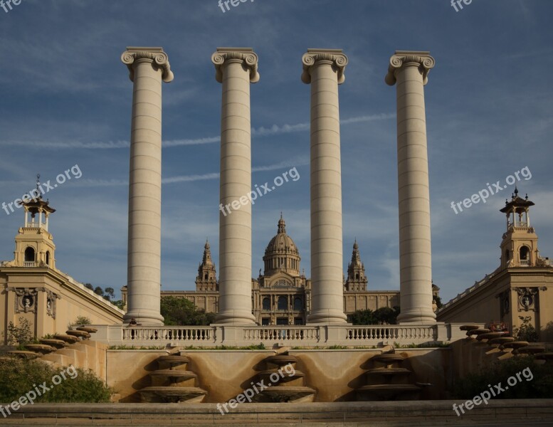 Barcelona Columnar Fountain Spain Garden