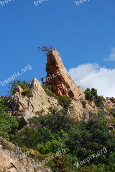 Rock Red Calanche Corsica Cliff