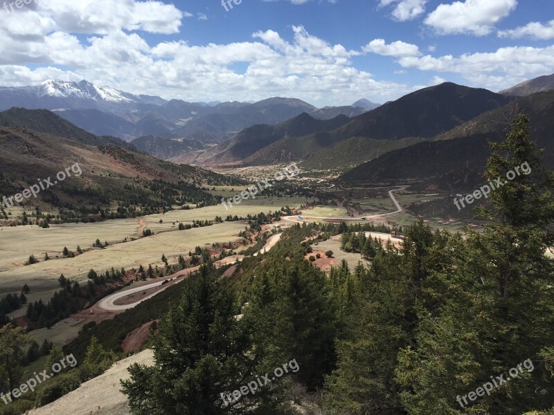 Tibet Plateau Blue Sky Free Photos