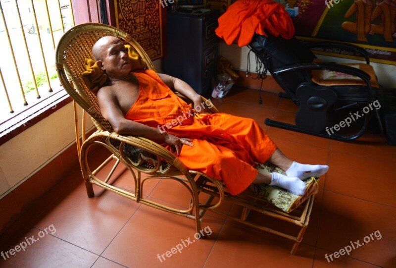 Monk Sleeping Temple Tropical Sleep