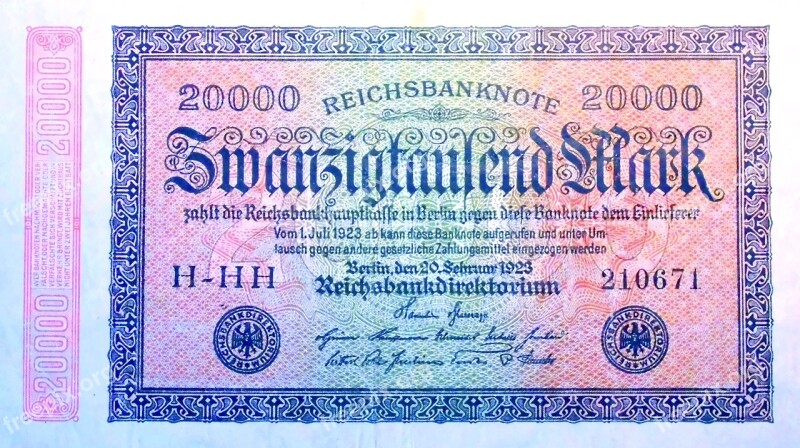 Inflation Money 1923 Imperial Banknote Weimar Republic