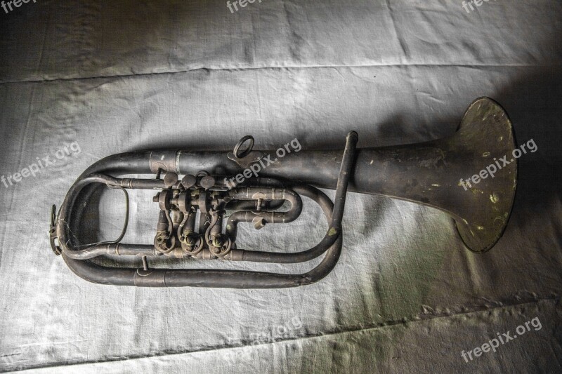 Old Trumpet Rusty Antique Trumpet Old