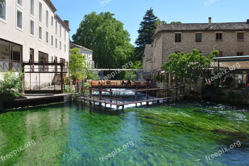 Fontaine De Vaucluse Village View River Colorful