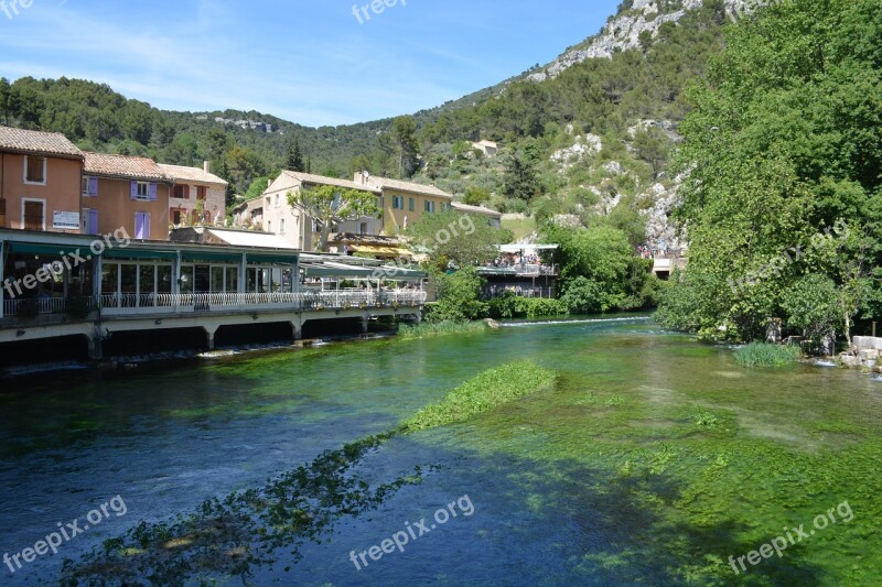 Fontaine De Vaucluse Village View River Colorful