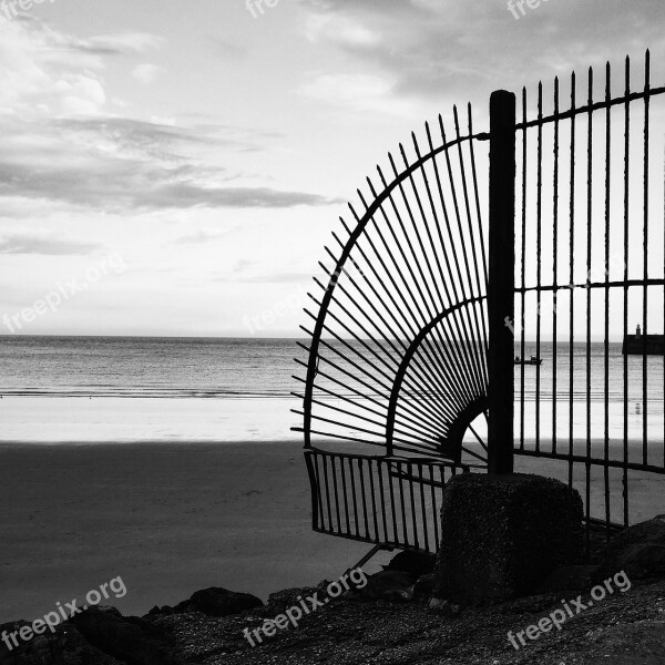 Sea Beach Railings Ocean Sand