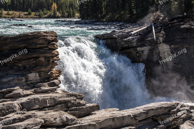 Athabasca Falls Waterfall Canada Athabasca Jasper