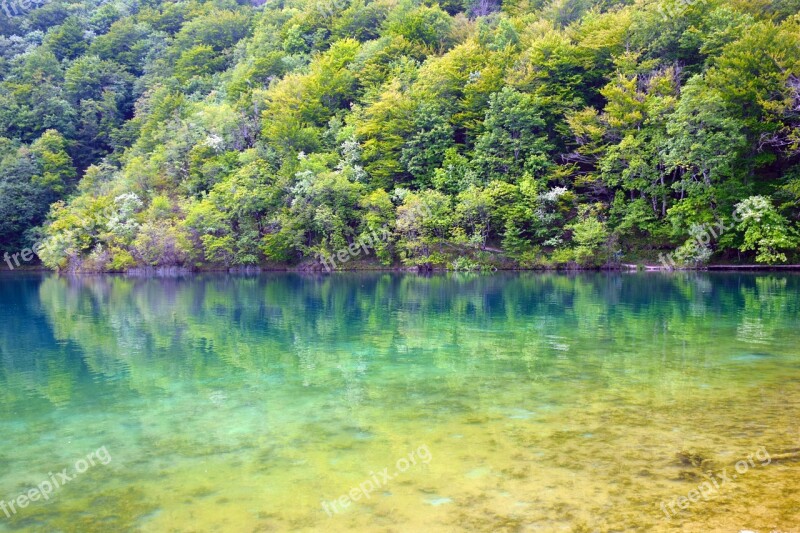 Plitvice National Park Waterfall Water Green Croatia