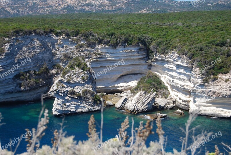 White Cliffs Corsica Cliff Sea Bonifacio