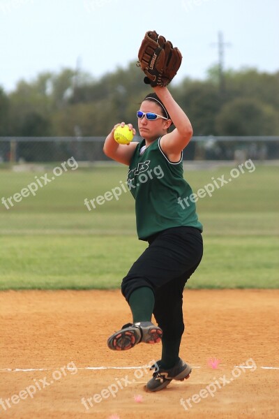 Softball Girls Softball Pitcher Teenager Sports