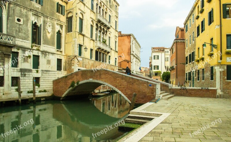 Venice Canal European Bridge Stone Bridge Water