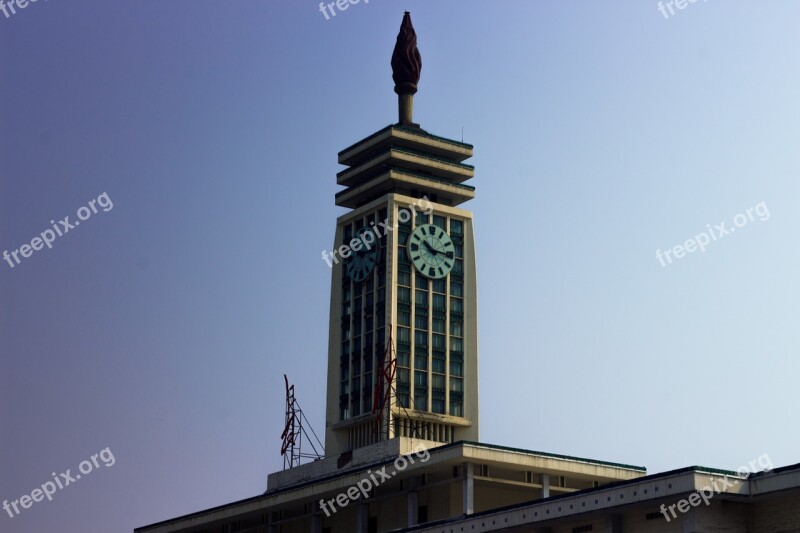 Changsha Train Station Street Photography Tower Clock