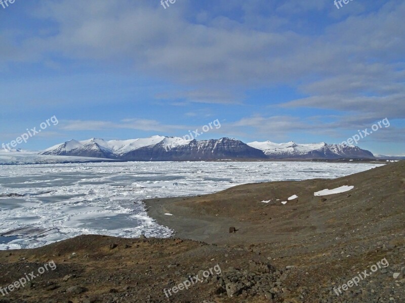 Glacier Glacial Lake Iceland Snow Landscape Ice