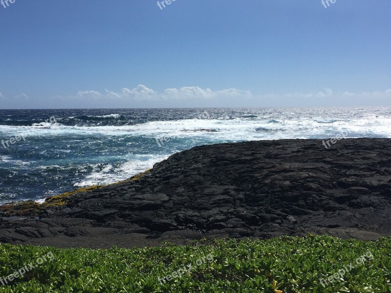 The Sea Black Sand Beach Hawaii Free Photos