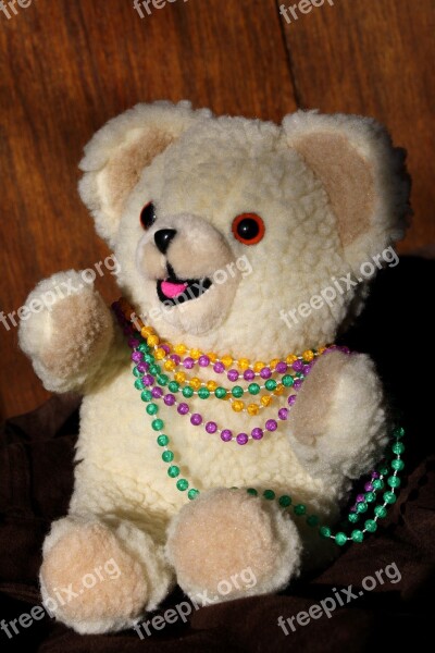 Teddy Bear Toy Mardi Gras Beads Bear