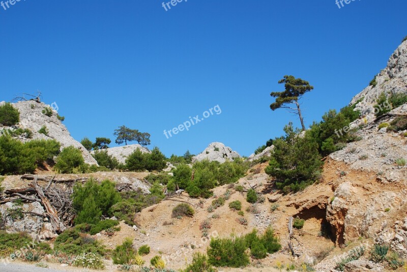 Samos Greece Mountain Landscape Stones Abandoned