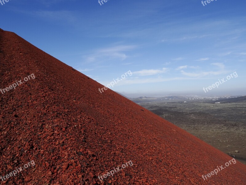 Volcano Lanzarote Red Earth Canary Free Photos