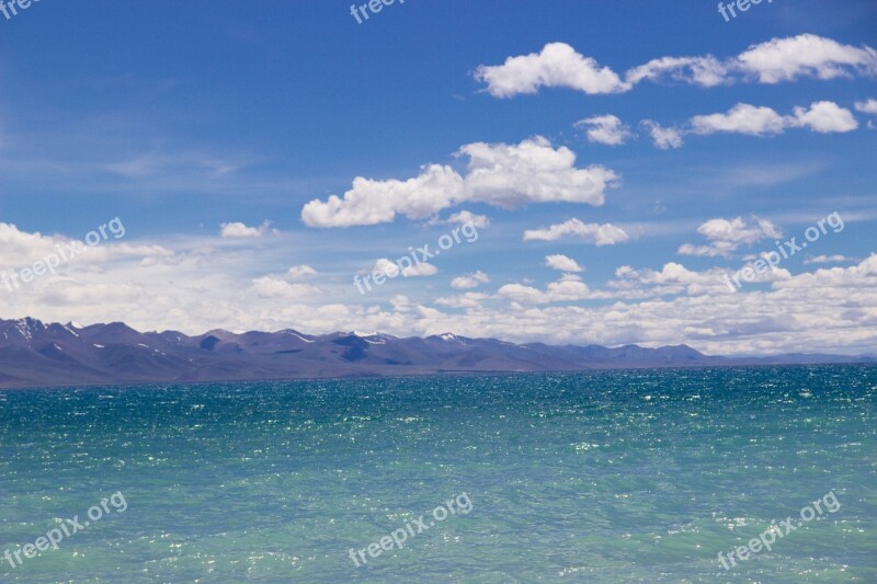 Tibet Namco Blue Sky White Cloud Water