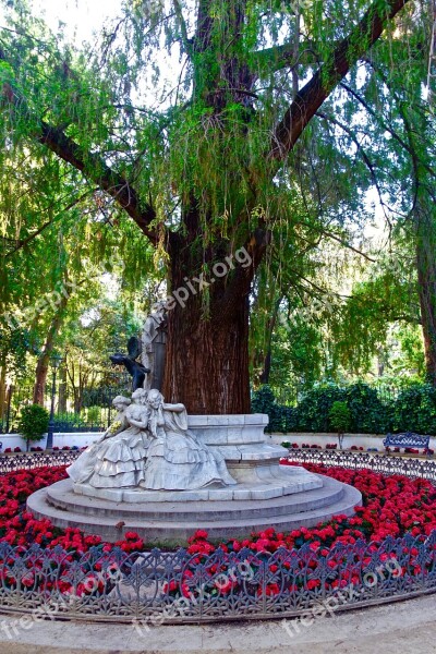 Tree Flowers Statues Red Sculpture