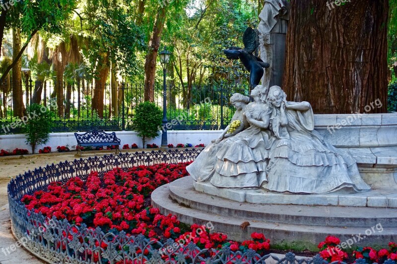 Statues Flowers Red Sculpture Decoration