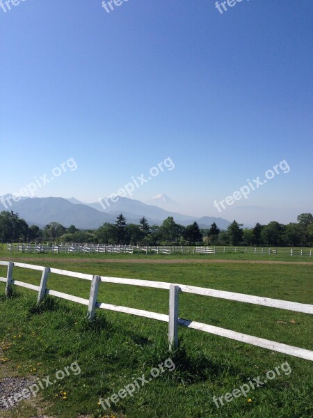 Mt Fuji Ranch Blue Sky Landscape Free Photos