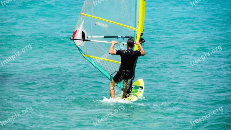 Windsurfing Sport Sea Water Windsurf