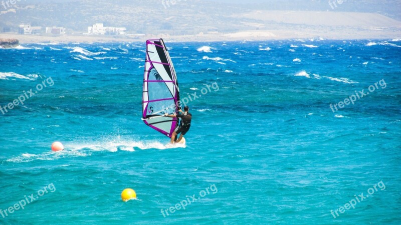 Windsurfing Sport Sea Water Windsurf