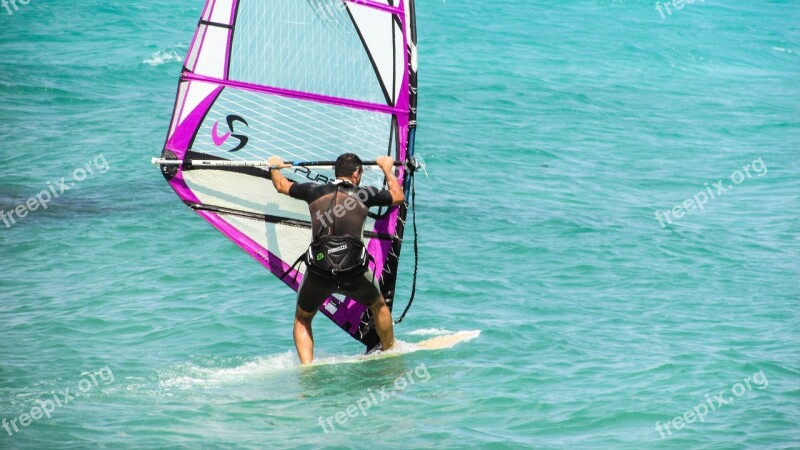 Windsurfing Sport Sea Water Windsurf