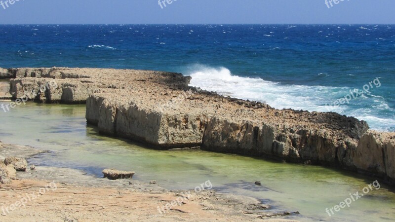 Rocky Coast Sea Coastline Seashore Cyprus